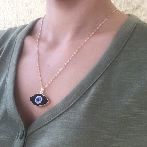 Evil Eye Druzy Necklace. - Picture 4 of 8